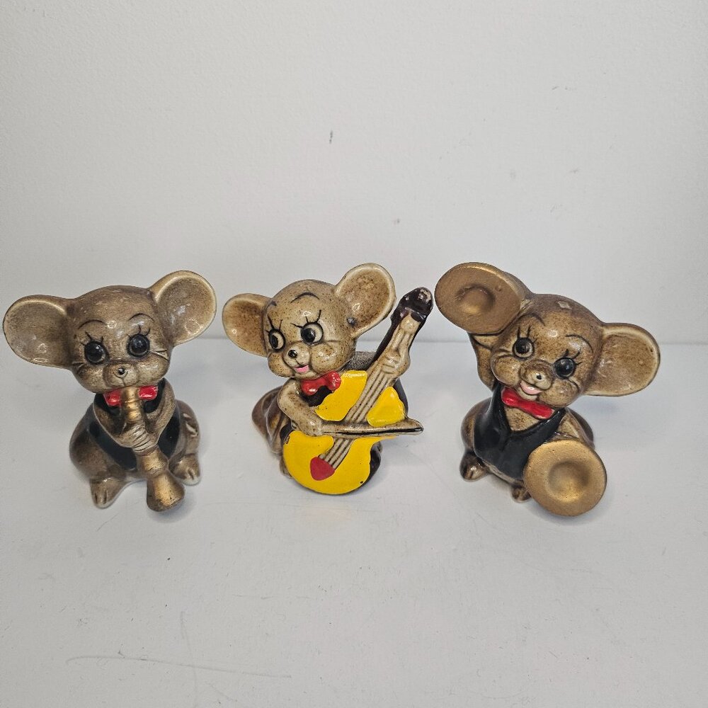 Vintage porcelain music Anthropomorphic mice band set figurines Ardco Musicians
